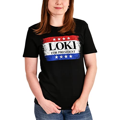 Elbenwald T-Shirt for President Frontprint Loki Fans Baumwolle Damen Herren schwarz - M von Elbenwald