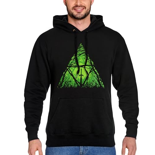 Elbenwald The Legend of Zelda Hoodie mit Masterschwert im Wald Motiv Print für Herren Damen Unisex Baumwolle Schwarz Grün - XL von Elbenwald