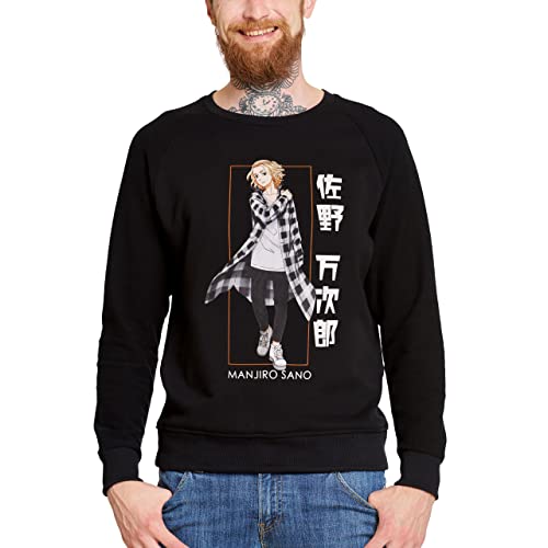 Elbenwald Tokyo Revengers Sweater mit Manjiro SanoFrontprint für Herren Damen Unisex schwarz S von Elbenwald