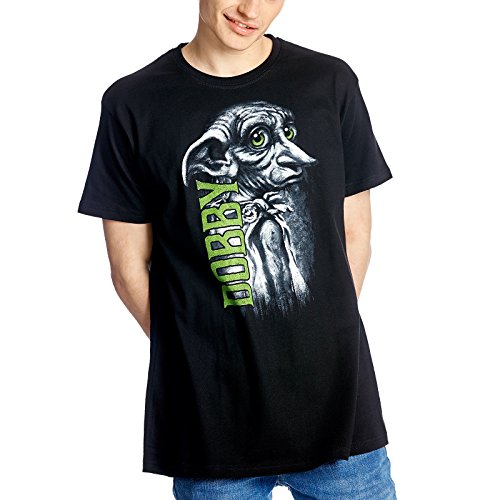 Elbenwald Harry Potter T-Shirt mit großem Dobby der Hauself Frontprint für Herren schwarz - XL von Elbenwald
