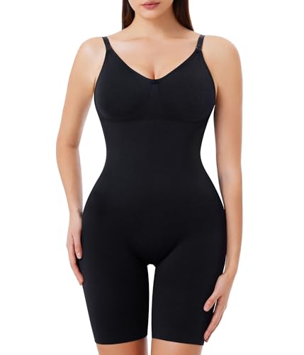 Eleady Shapewear-Body für Damen, Ganzkörperformer, nahtloser Po-Heber, Oberschenkel, schlanker, formender Taillentrainer, Jumpsuit, Schwarz, Medium / Large von Eleady