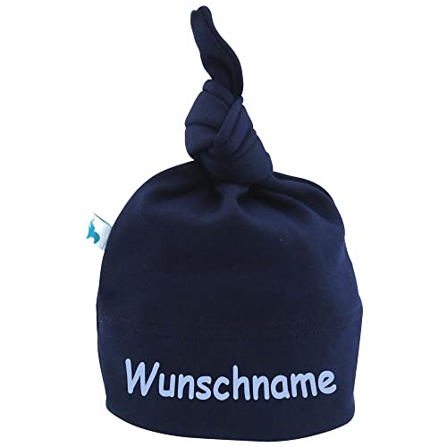 Elefantasie Baby Knotenmütze personalisiert mit Namen aus Baumwolle marine Größe 39 von Elefantasie