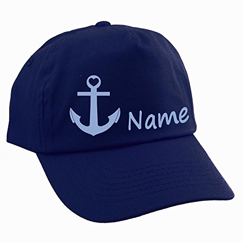 Elefantasie Personalisierte Cap für Kinder Baseball Kappe mit Name oder Wunschwort Bedruckt für Jungen und Mädchen Anker Marine von Elefantasie