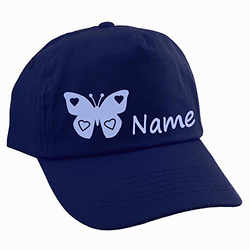 Elefantasie Personalisierte Cap für Kinder Baseball Kappe mit Name oder Wunschwort Bedruckt für Jungen und Mädchen Schmetterling Marine von Elefantasie