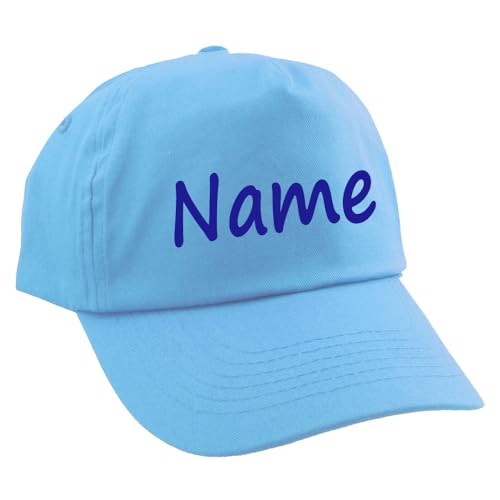 Elefantasie Personalisierte Cap für Kinder Baseball Kappe mit Name oder Wunschwort Bedruckt für Jungen und Mädchen Hellblau von Elefantasie