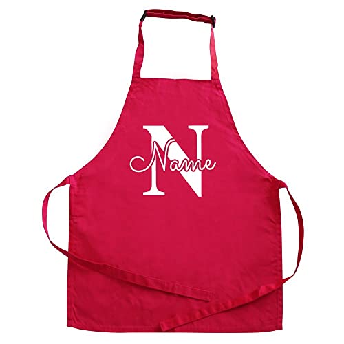 Elefantasie Personalisierte Kinderschürze mit Name, Kochschürze für Backen, Kochen, Geschenkidee für Kinder 3-6 Jahre pink Motiv Buchstabe von Elefantasie