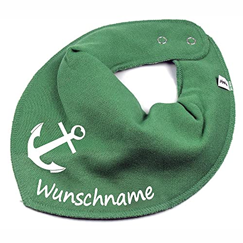 HALSTUCH mit Namen oder Text personalisiert für Baby oder Kind aus Baumwolle in Einheitsgröße Anker khaki von Elefantasie