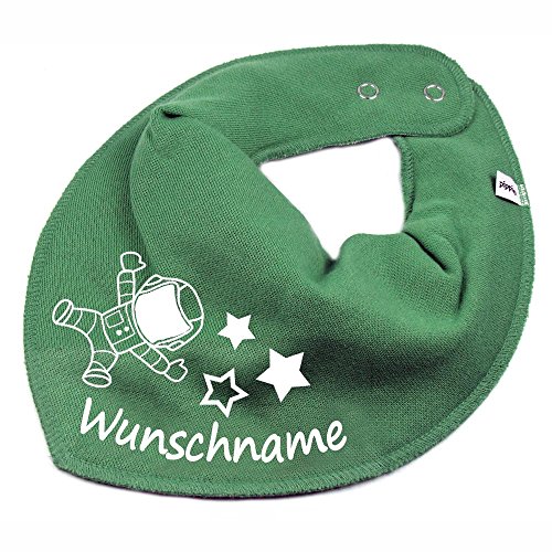 HALSTUCH mit Namen oder Text personalisiert für Baby oder Kind aus Baumwolle in Einheitsgröße Astronaut khaki von Elefantasie