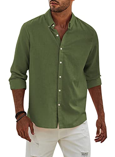 Elegancity Hemd Herren Leinenhemd Langarm Freizeithemd Leinen Shirts Casual Langarmhemd Baumwolle Western Hemden Sommer Herbst OberteileGrünL Elegancity Hemd Herren Leinenhemd Langarm Freizeithemd Leinen Shirts Casual Langarmhemd Baumwolle Western Hemden Sommer Herbst OberteileGrünL von Elegancity
