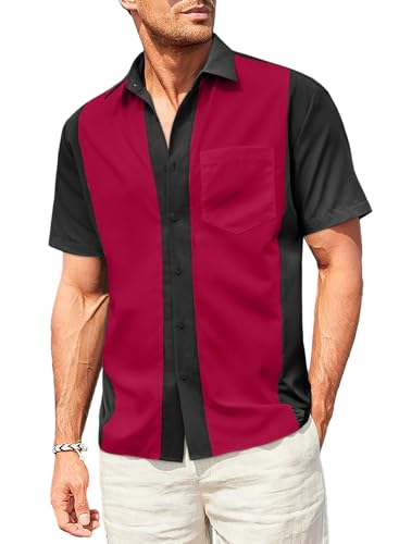 Elegancity Herren Hemd Kurzarm Bowling Hemd Gestreiftes Knopfleiste Freizeithemd Casual Hawaii Hemd Männer Sommerhemd Regular Fit Shirt von Elegancity