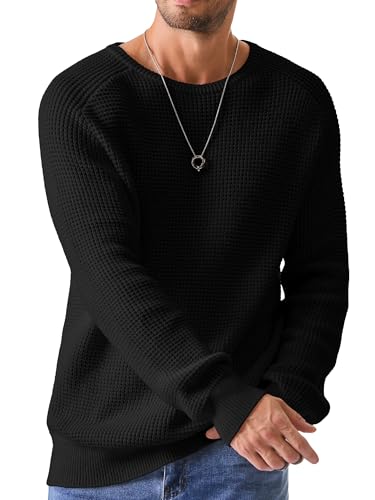 Elegancity Herren Rundrals Pullover Schwarz Einfarbig Strickpullover Loose Fit Grobstrick Pulli Warm Sweater Langarmshirt XXL Elegancity Herren Rundrals Pullover Schwarz Einfarbig Strickpullover Loose Fit Grobstrick Pulli Warm Sweater Langarmshirt XXL von Elegancity