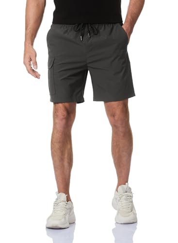 Elegancity Kurze Hosen Herren Bermuda Cargo Shorts Klassischer Schnitt Cargoshorts Sommer Jogginghose Casual Chino Hawaii Freizeithose mit 4 Taschen Dunkel Grau, L von Elegancity