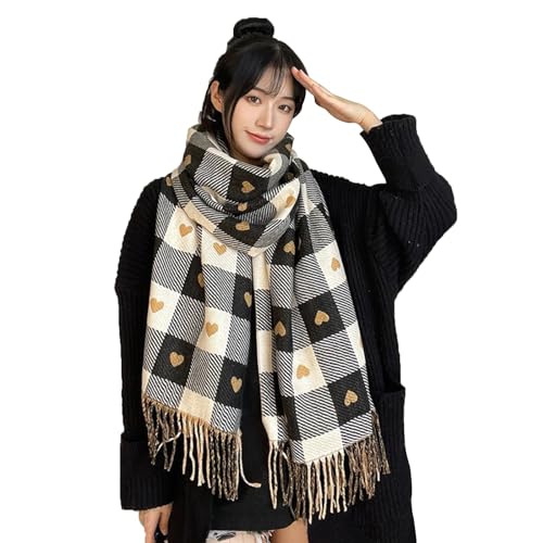 Elegtiskas Winter Thick Blanket Plaid Large Chunky Scarf Long Shawl Soft Scarves Casual Tassel Scarf for Women Girls von Elegtiskas