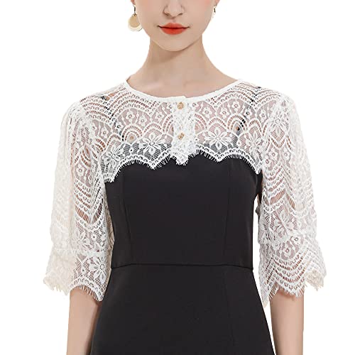 Elegtiskas Women’s Detachable Dickey Collar False Collar Half Shirt Blouse Collar Lace Crop Top von Elegtiskas