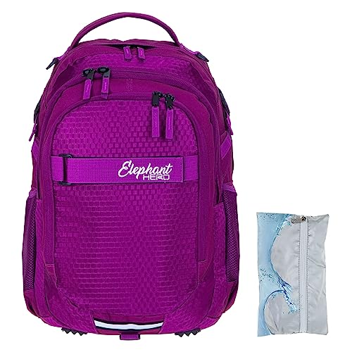 Elephant Schulrucksack Hero Signature Rucksack Schultasche Schulmappe Daypack Mädchen mit Regenhülle +r (Wild Berry (Violett)) von Elephant