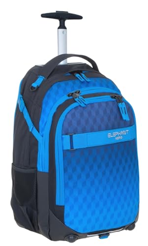 Elephant Trolley Jungen Mädchen Schultrolley Hero Signature Schulranzen Trolly Rucksack (Dark Blue Cube 12869) von Elephant