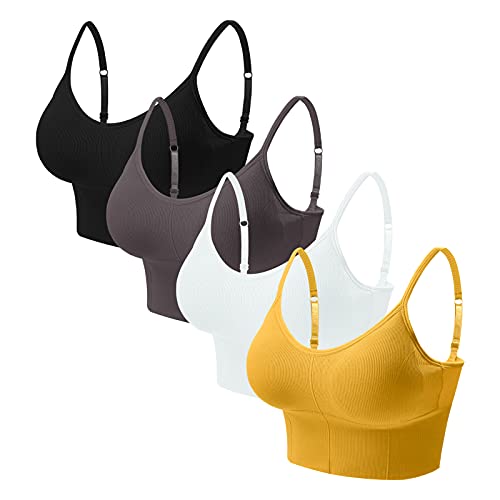 Eleplus Bequemer Schlaf-BH für Frauen Cami Lounge BH Bügelfrei Gepolsterte Bralettes Longline 4er Pack von Eleplus