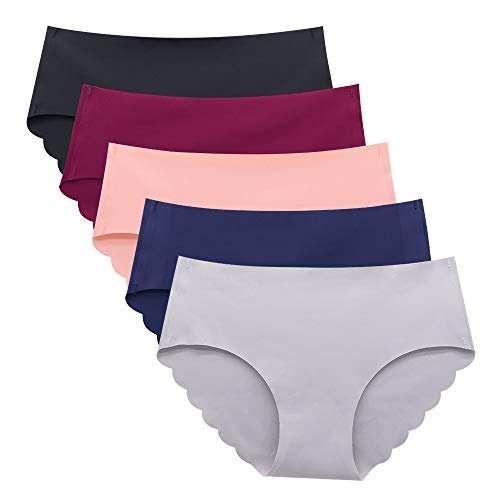 Eleplus Nahtlose Unterwäsche für Frauen No Show Panties Höschen Komfortslip 5er Pack (mix1,L) von Eleplus