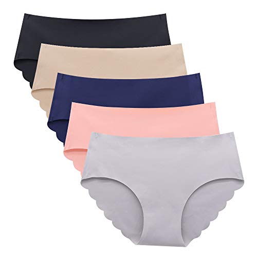 Eleplus Nahtlose Unterwäsche für Frauen No Show Panties Höschen Komfortslip 5er Pack (mix2,L) von Eleplus