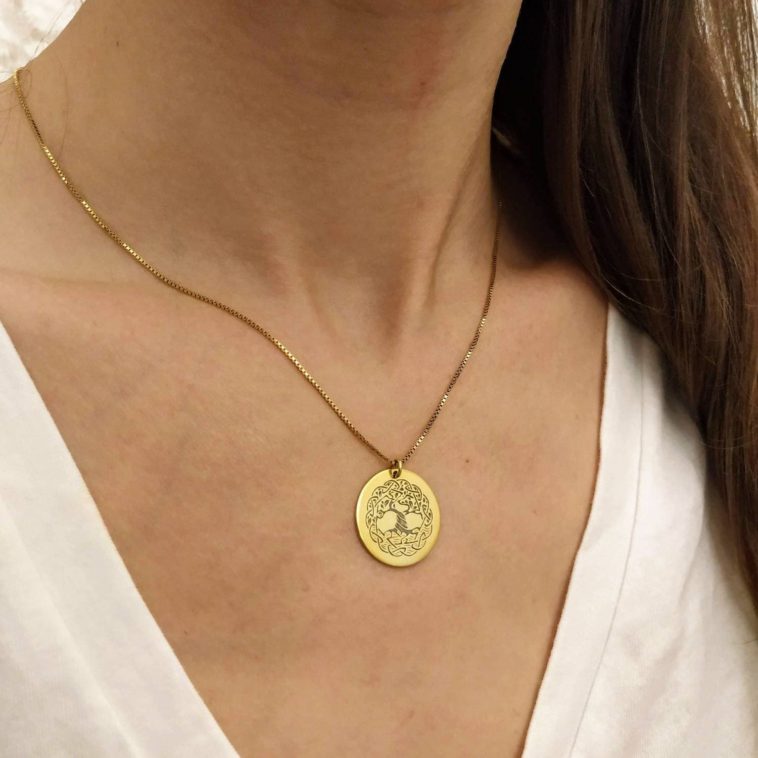 Gold Baum Halskette - Des Lebens Gravur Anhänger Familie Medaillon Geschenk Für Ihn von ElianaBridal