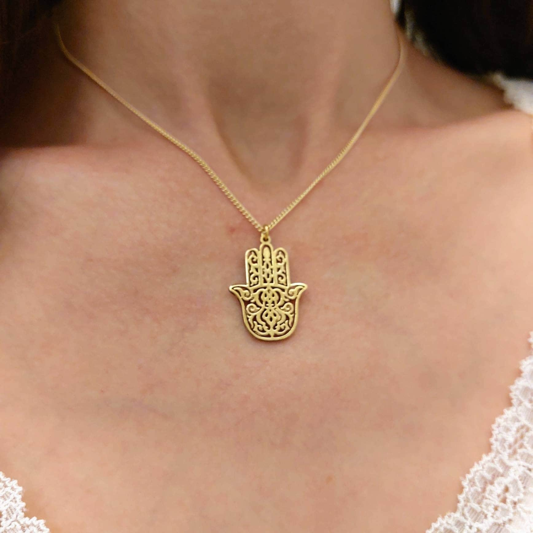 Gold Hamsa Halskette - Hand Der Fatima Anhänger Männer -Chamsa -Frauen -Geschenk Für Sie von ElianaBridal