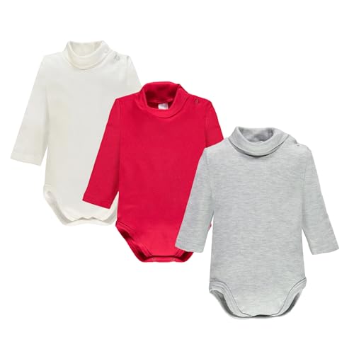 Ellepi baby body rollkragen junge langarm hemd kurzarm jungen kinder mit bodys langarmbody kragen weiss babybody weiß schwarz mädchen wickelbody fliege strampler rot, Creme Grau Rot, 6 Monate von Ellepi