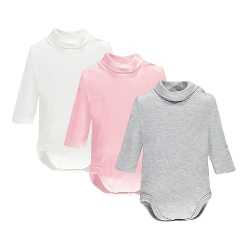 Ellepi baby body rollkragen junge langarm hemd kurzarm jungen kinder mit bodys langarmbody kragen weiss babybody weiß schwarz mädchen wickelbody fliege strampler rot, Weiß Rosa Grau, 6 Monate von Ellepi