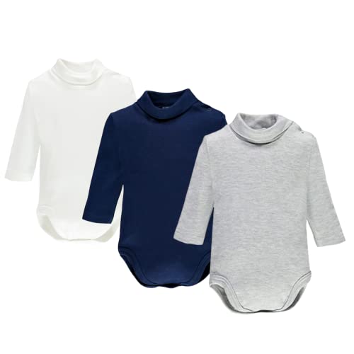 Ellepi baby body rollkragen junge langarm hemd kurzarm jungen kinder mit bodys langarmbody kragen weiss babybody weiß schwarz mädchen wickelbody fliege strampler rot, Weiß Blau Grau, 24 Monate von Ellepi