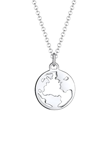 Elli Halskette Damen Weltkugel Globus Wanderlust Reisen in 925 Sterling Silber von Elli