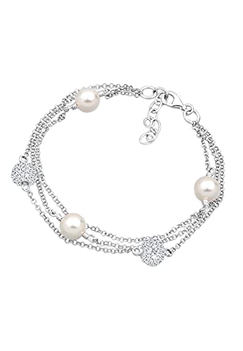 Elli Armband Damen Lagen-Look Kugel Weiß mit synthetischen Perlen in 925 Sterling Silber von Elli