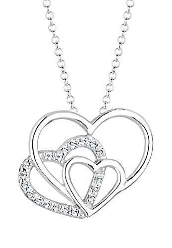 Elli Halskette Damen Dreifaches Herz mit Kristalle in 925 Sterling Silber von Elli