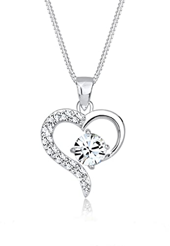 Elli Halskette Damen Herz Liebe mit Kristallen in 925 Sterling Silber von Elli