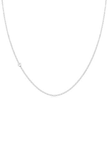 Elli PREMIUM Halskette Damen Schlicht Basic mit Diamant (0,03 ct.) aus 925 Sterling Silber von Elli