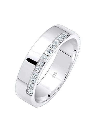 Elli PREMIUM Ring Damen Bandring Basic mit Diamanten (0.06 ct.) in 925 Sterling Silber von Elli