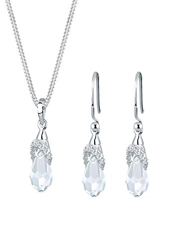 Elli Schmuckset Damen Tropfen mit weißen Kristallen in 925 Sterling Silber von Elli