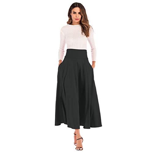 Elonglin Damen Midi Rock Skirt Hoher Bund A-Linie Plissee Lang Kilt Schlauch Tellerrock Schleife Schwarz L Elonglin Damen Midi Rock Skirt Hoher Bund A-Linie Plissee Lang Kilt Schlauch Tellerrock Schleife Schwarz L von Elonglin