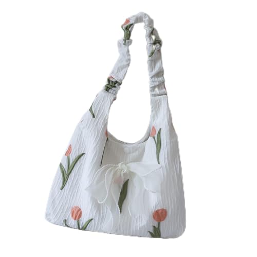 Emoshayoga Handtasche Canvas Umhängetasche, Große Kapazität Sommer All Match Tulpe Blume Schultertasche Schultasche Stilvolle Handtasche für Frauen, mehrfarbig, 60_x_180_cm von Emoshayoga