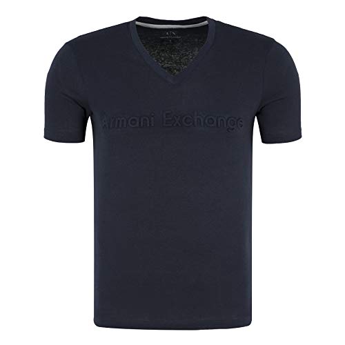 Armani Exchange Herren Men Kurzarm T-Shirt V-Neck Slim Fit (Dunkelblau - Navy, S) von Emporio Armani