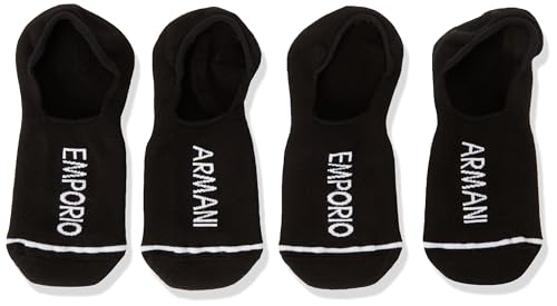 EMPORIO ARMANI Damen Macro Logo 2-Pack Footie Socken, SCHWARZ, S von Emporio Armani