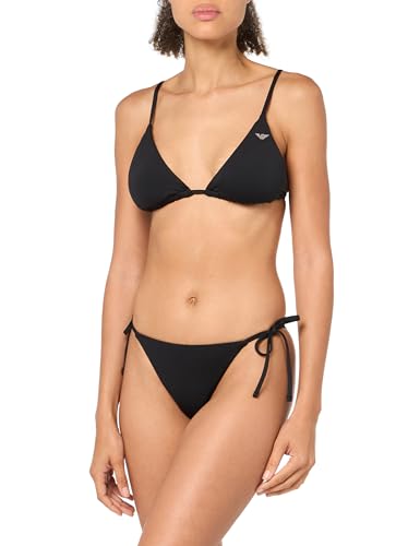 EMPORIO ARMANI Damen Triangel- und String-Bikini-Set mit brasilianischen Nieten, SCHWARZ, L von Emporio Armani