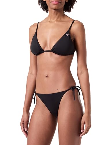 EMPORIO ARMANI Damen Triangel- und String-Bikini-Set mit brasilianischen Nieten, SCHWARZ, L von Emporio Armani