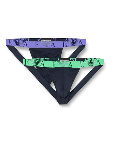 EMPORIO ARMANI Herren (Vuoto) Bold Monogram 2PACK Jockstrap, Marine/Marine, XL (2er Pack) von Emporio Armani