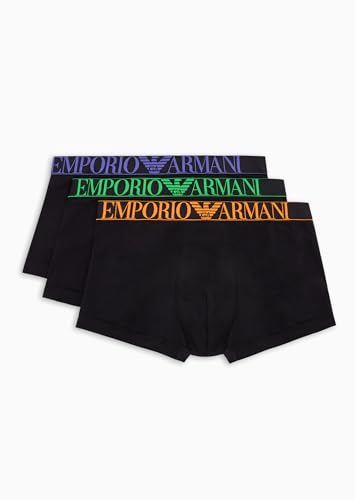 EMPORIO ARMANI Herren Stretch Cotton Shiny Logoband 3-Pack Trunk, Black/Black/Black, S (3er Pack) von Emporio Armani