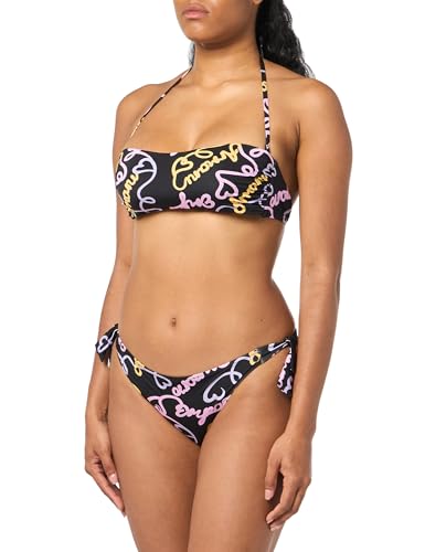 EMPORIO ARMANI Damen Logomania Band & Bow Brazilian Bikini Set, Black/Heart Logo PR, M von Emporio Armani