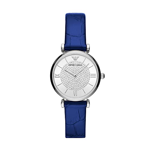 Emporio Armani Uhr für Damen , Zweizeiger Uhrwerk, 32mm Silbernes Edelstahlgehäuse mit einem Lederarmband, AR11344 von Emporio Armani