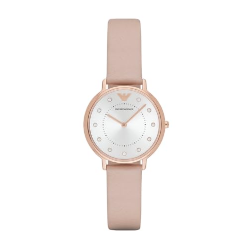 Emporio Armani Uhr für Damen , Zweizeiger Uhrwerk, 32mm Rose Gold Edelstahlgehäuse mit einem Lederarmband, AR2510 von Emporio Armani