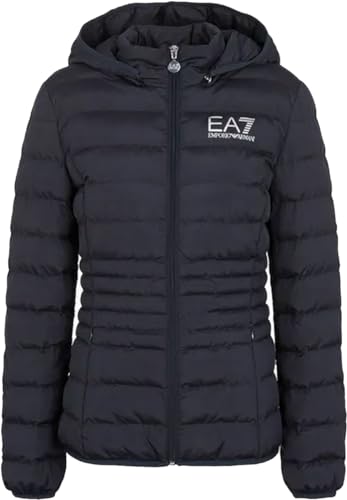 Emporio Armani EA7 Daunenjacke für Damen, packable Core Lady mit Kapuze - 8NTB23, blau, XS von Emporio Armani