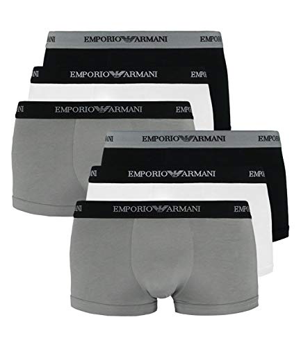 Emporio Armani Herren Boxershorts 111357-CC717 6er Pack, Farbe:Mehrfarbig, Wäschegröße:2XL, Menge:6er Pack (2X 3er), Artikel:-02910 White/Black/Grey von Emporio Armani