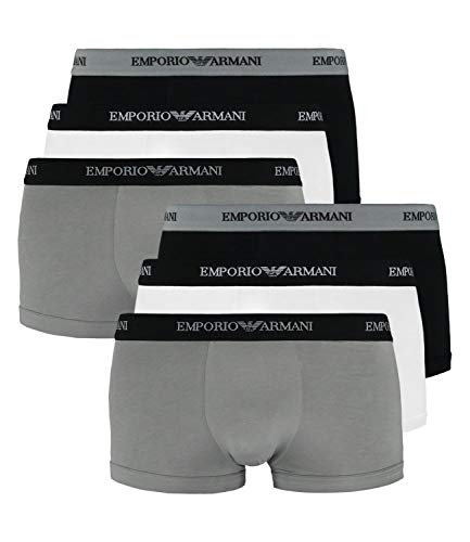 Emporio Armani Herren Boxershorts 111357-CC717 6er Pack, Farbe:Mehrfarbig, Wäschegröße:XL, Menge:6er Pack (2X 3er), Artikel:-02910 White/Black/Grey von Emporio Armani