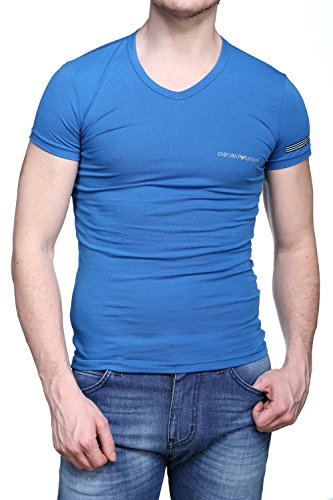 Emporio Armani Herren Color Play V-Neck T-Shirt - Blau - Small von Emporio Armani